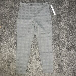 Carole Wren pull on Black White plaid pants size 10 Elastic Waist